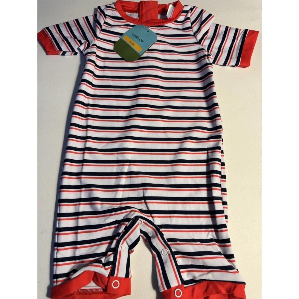 UMELok Baby Girls Rash Guard Swimsuit 12-18M UPF 50+ One Piece & Sun Hat NWT